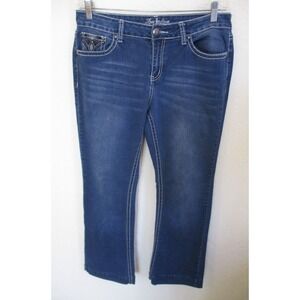Love Indigo Boot Cut Jeans Size 12 Pocket Bling Hemmed